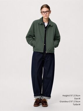 Uniqlo Green Harrington Barn Jacket Water-Repellent Plaid Lined Size L